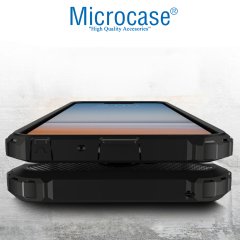 Microcase LG G7 King Serisi Armor Perfect Koruma Kılıf Siyah + Tempered Glass Cam Koruma (SEÇENEKLİ)