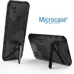 Microcase Xiaomi Redmi 10A / Redmi 9c Matrix Serisi Armor Standlı Perfect Koruma Kılıf - Siyah Al3416