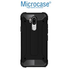 Microcase LG G7 King Serisi Armor Perfect Koruma Kılıf Siyah + Tempered Glass Cam Koruma (SEÇENEKLİ)