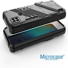 Microcase Xiaomi Redmi 10A / Redmi 9c Matrix Serisi Armor Standlı Perfect Koruma Kılıf - Siyah Al3416
