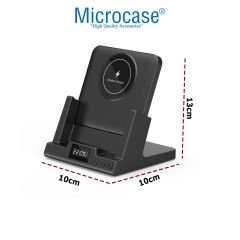 Microcase 4in1 Dijital Saatli Alarmlı Masaüstü Telefon Tutuculu Universal Kablosuz Şarj Cihazı AL4425