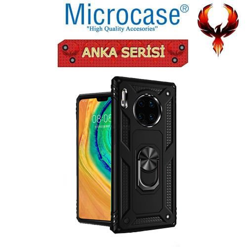 Microcase Huawei Mate 30 Anka Serisi Yüzük Standlı Armor Kılıf- Siyah