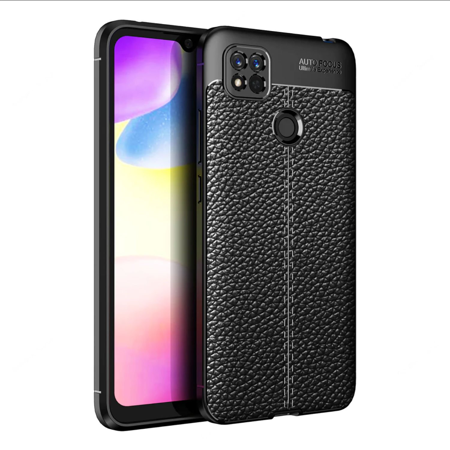 Microcase Xiaomi Redmi 10A Leather Serisi Deri Efekt Silikon Kılıf - Siyah Al3337