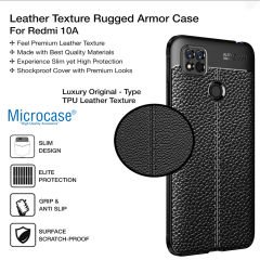 Microcase Xiaomi Redmi 10A Leather Serisi Deri Efekt Silikon Kılıf - Siyah Al3337