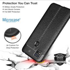 Microcase Xiaomi Redmi 10A Leather Serisi Deri Efekt Silikon Kılıf - Siyah Al3337
