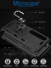 Microcase Huawei Mate 30 Anka Serisi Yüzük Standlı Armor Kılıf- Siyah