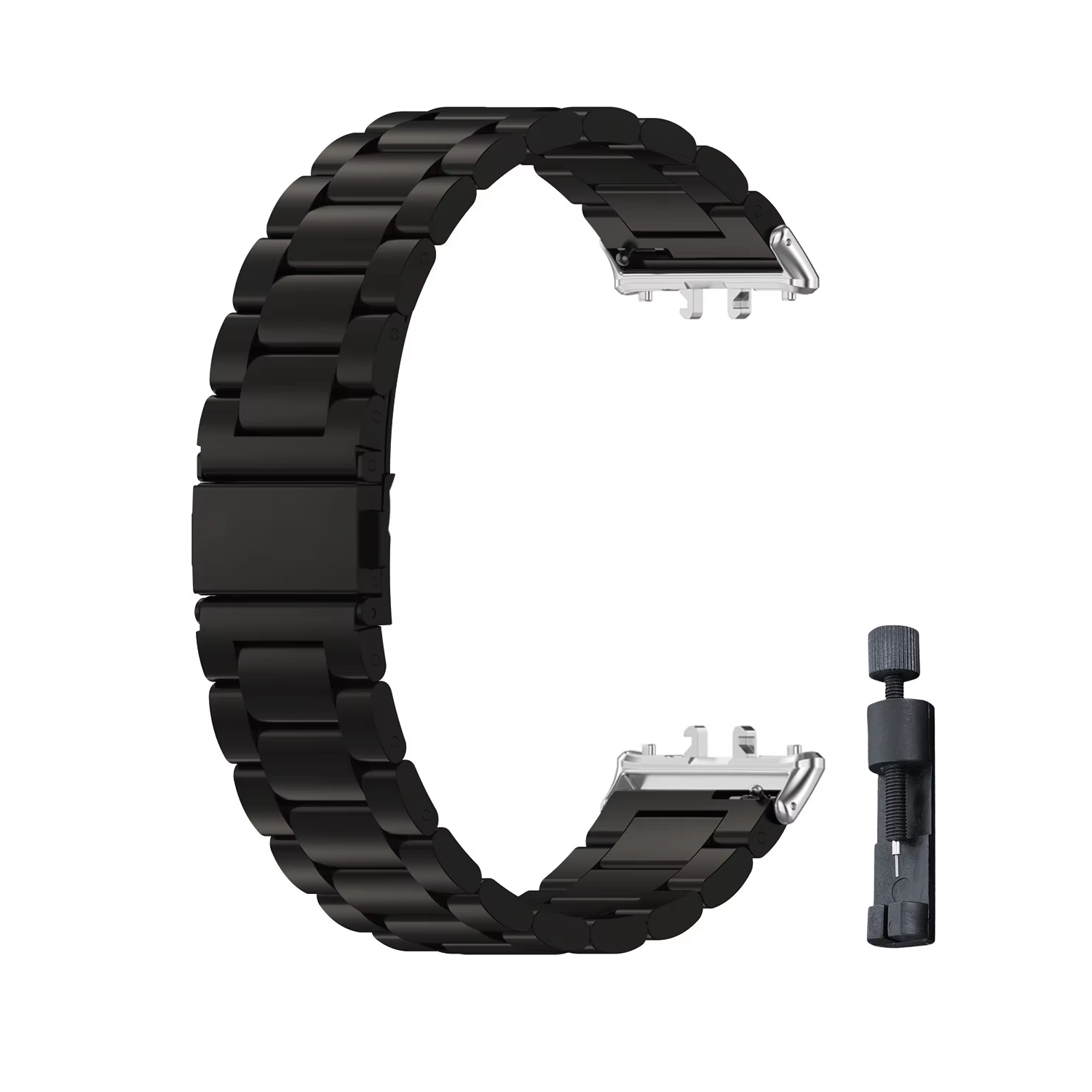 Microcase Samsung Galaxy Fit 3 Uyumlu Paslanmaz Çelik Metal Kordon Kayış- Siyah KY6545