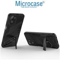 Microcase Realme 10 4G Matrix Serisi Armor Standlı Perfect Koruma Kılıf - Siyah AL3416