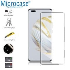 Microcase Huawei Nova 10 Pro 3D Curved Tam Kaplayan Kavisli Tempered Cam - Siyah