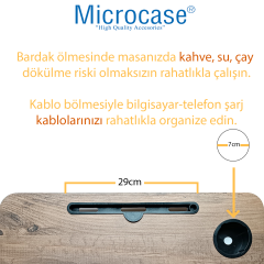 Microcase Portatif Atlantik Çam Tablet ve Bardak Tutuculu Laptop Sehpası Katlanabilir Çalışma Masası Kahvaltı Masası AL4231 Siyah