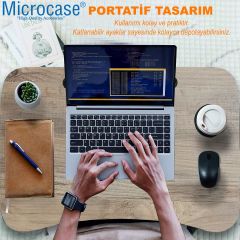 Microcase Portatif Atlantik Çam Tablet ve Bardak Tutuculu Laptop Sehpası Katlanabilir Çalışma Masası Kahvaltı Masası AL4231 Siyah