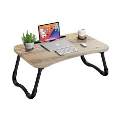 Microcase Portatif Atlantik Çam Tablet ve Bardak Tutuculu Laptop Sehpası Katlanabilir Çalışma Masası Kahvaltı Masası AL4231 Siyah
