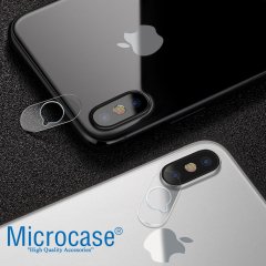 Microcase iPhone X Kamera Koruma Seti Nano Koruma+Halka GÜMÜŞ