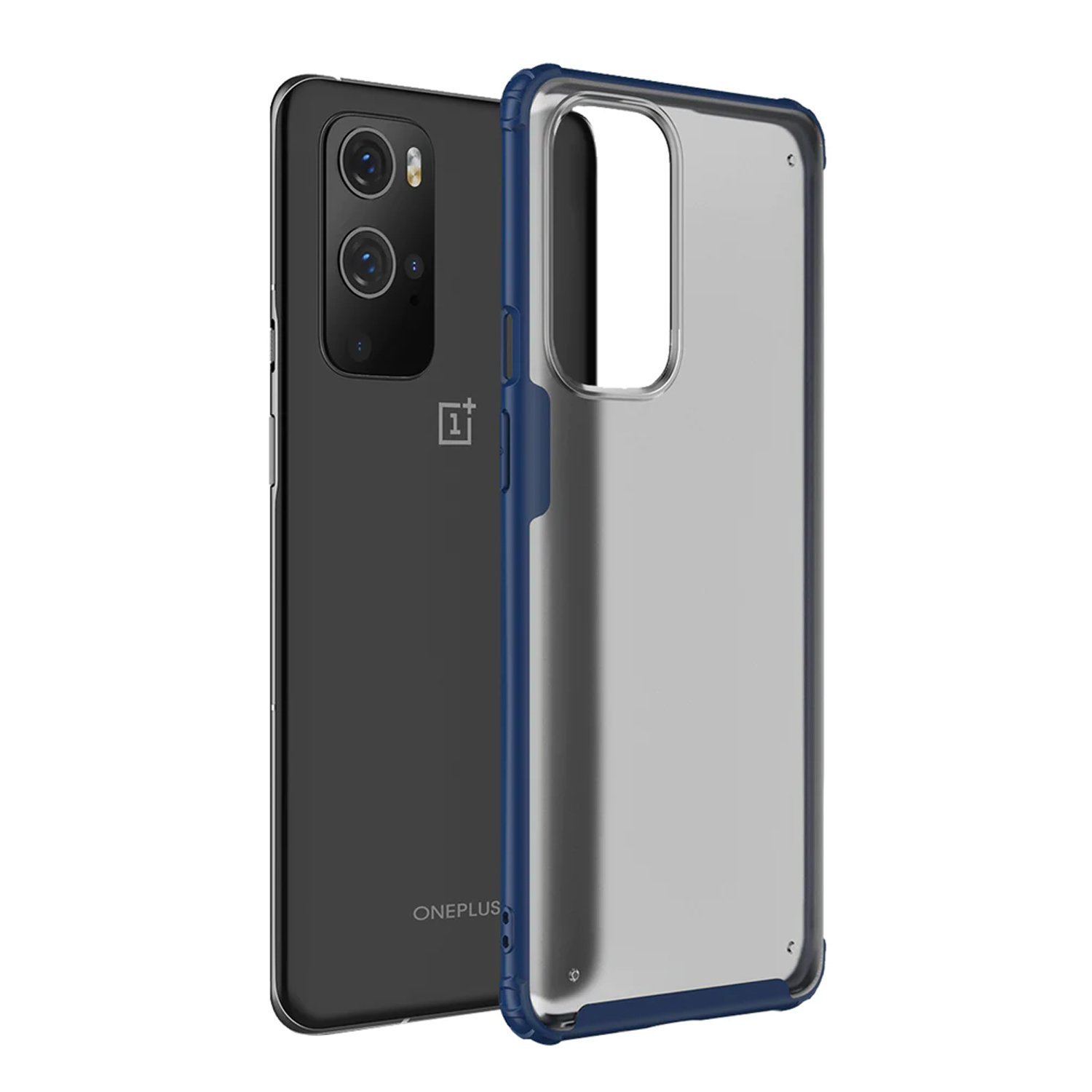 Microcase OnePlus 9 Pro Luna Serisi Köşe Korumalı Sert Rubber Kılıf - Mavi