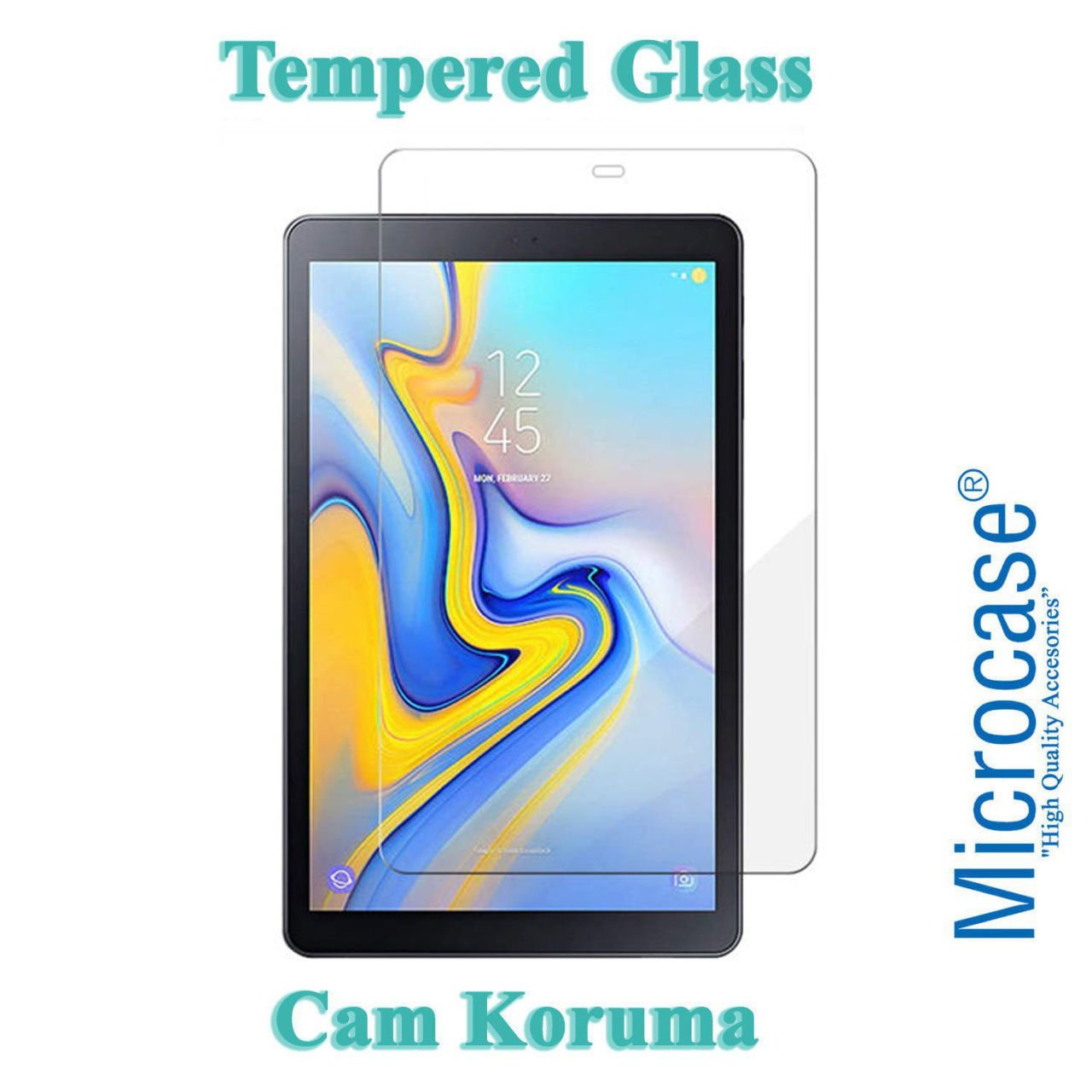 Microcase Samsung Galaxy Tab A 10.5 T590 T595 Tempered Glass Cam Koruma