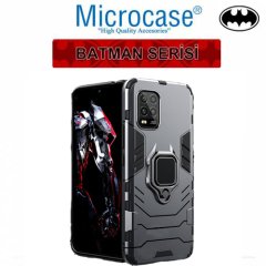 Microcase Xiaomi Mi10 Lite Batman Serisi Yüzük Standlı Armor Kılıf - Siyah