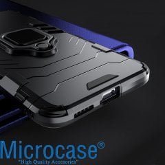 Microcase Xiaomi Mi10 Lite Batman Serisi Yüzük Standlı Armor Kılıf - Siyah