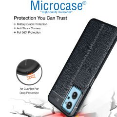 Microcase Realme 9i 4G Leather Serisi Deri Efekt Silikon Kılıf - Siyah AL3337
