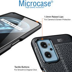 Microcase Realme 9i 4G Leather Serisi Deri Efekt Silikon Kılıf - Siyah AL3337