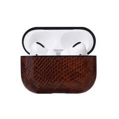 Microcase Airpods Pro için Yılan Derisi Desenli Kılıf - Kahverengi