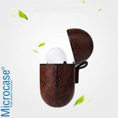 Microcase Airpods Pro için Yılan Derisi Desenli Kılıf - Kahverengi