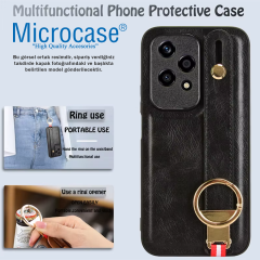 Microcase Honor 200 Pro ile Uyumlu Askılıklı Standlı Deri Kaplama Kılıf-AL5135