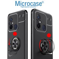 Microcase Xiaomi Redmi 12C / Redmi 11A Focus Serisi Yüzük Standlı Silikon Kılıf - Siyah AL3363