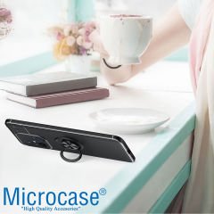 Microcase Xiaomi Redmi 12C / Redmi 11A Focus Serisi Yüzük Standlı Silikon Kılıf - Siyah AL3363