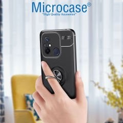 Microcase Xiaomi Redmi 12C / Redmi 11A Focus Serisi Yüzük Standlı Silikon Kılıf - Siyah AL3363