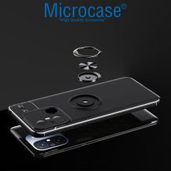 Microcase Xiaomi Redmi 12C / Redmi 11A Focus Serisi Yüzük Standlı Silikon Kılıf - Siyah AL3363