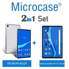 Microcase Lenovo TAB M10 10.3 inch TB-X606 X606F Silikon Soft Kılıf - Şeffaf + Ekran Koruma Filmi