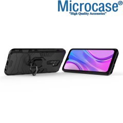 Microcase Xiaomi Redmi 9 Batman Serisi Yüzük Standlı Armor Kılıf - Siyah