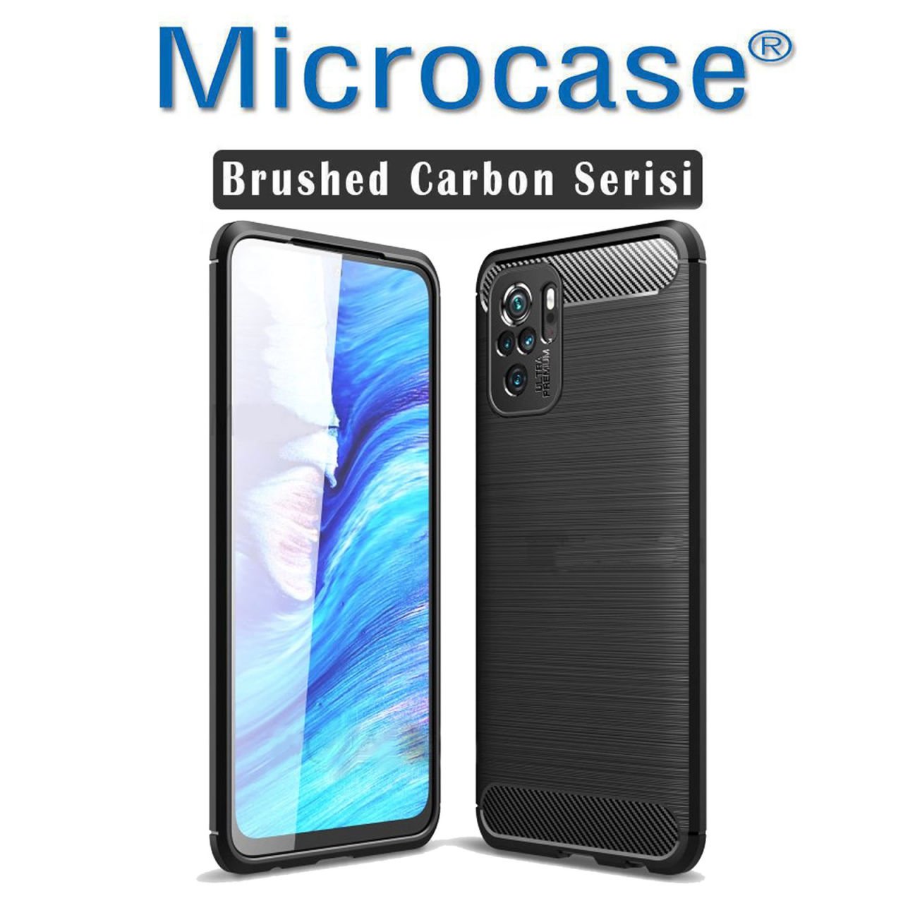 Microcase Xiaomi Redmi Note 10 Brushed Carbon Fiber Silikon Kılıf - Siyah