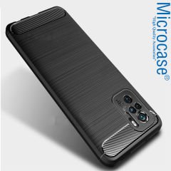 Microcase Xiaomi Redmi Note 10 Brushed Carbon Fiber Silikon Kılıf - Siyah