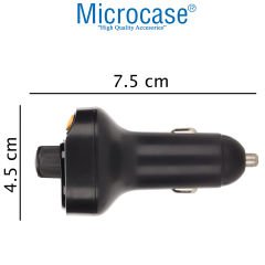 Microcase RGB Bluetooth FM Transmitter Araç Şarj Wireless Çift USB Giriş Type-C - AL3203