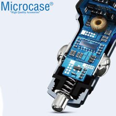 Microcase RGB Bluetooth FM Transmitter Araç Şarj Wireless Çift USB Giriş Type-C - AL3203
