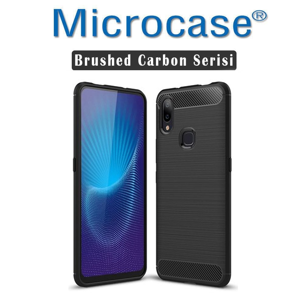 Microcase Vivo Nex A Brushed Carbon Fiber Silikon TPU Kılıf Siyah