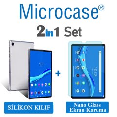 Microcase Lenovo TAB M10 10.3 inch TB-X606 X606F Silikon Soft Kılıf - Şeffaf + Nano Esnek Ekran Koruma Filmi