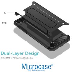 Microcase Samsung Galaxy M10 King Serisi Armor Perfect Koruma Kılıf Siyah + Tempered Glass Cam Koruma (SEÇENEKLİ)