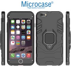 Microcase iPhone 8 Batman Serisi Yüzük Standlı Armor Kılıf - Siyah