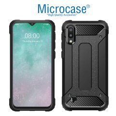 Microcase Samsung Galaxy M10 King Serisi Armor Perfect Koruma Kılıf Siyah + Tempered Glass Cam Koruma (SEÇENEKLİ)