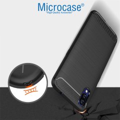 Microcase Vivo X23 Brushed Carbon Fiber Silikon TPU Kılıf Siyah