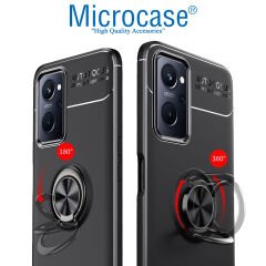 Microcase Realme 9i / Oppo A36 Focus Serisi Yüzük Standlı Silikon Kılıf - Siyah AL3363