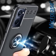 Microcase Realme 9i / Oppo A36 Focus Serisi Yüzük Standlı Silikon Kılıf - Siyah AL3363