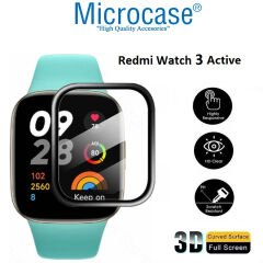 Microcase Xiaomi Redmi Watch 3 Active 1.83 inch Tam Kaplayan Kavisli Ekran Koruyucu 3D Pet Film - Siyah AL3385