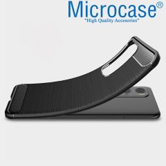Microcase Oneplus 9 Pro Brushed Carbon Fiber Silikon Kılıf - Siyah