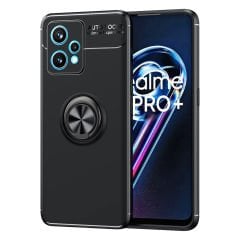 Microcase Realme 9 Pro Focus Serisi Yüzük Standlı Silikon Kılıf - Siyah AL3363