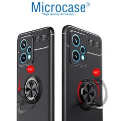 Microcase Realme 9 Pro Focus Serisi Yüzük Standlı Silikon Kılıf - Siyah AL3363