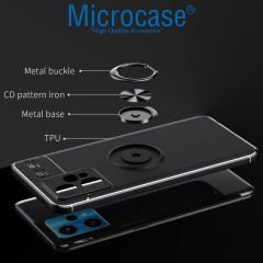 Microcase Realme 9 Pro Focus Serisi Yüzük Standlı Silikon Kılıf - Siyah AL3363