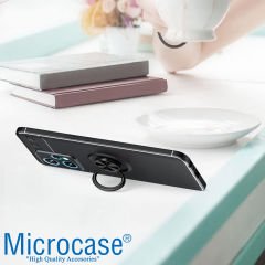 Microcase Realme 9 Pro Focus Serisi Yüzük Standlı Silikon Kılıf - Siyah AL3363